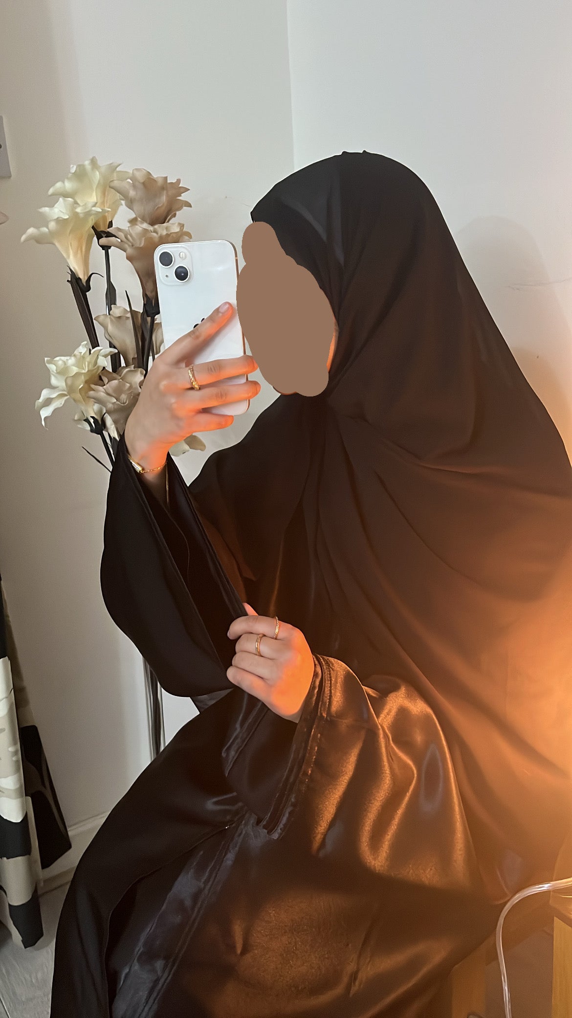 Black Satin Open and Closed Abayas